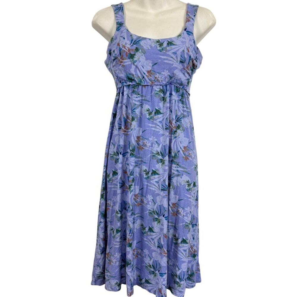Fresh Produce Sleeveless Blue Floral Sleeveless Smocked USA Made Knit Dress XS